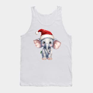 African Elephant in Santa Hat Tank Top